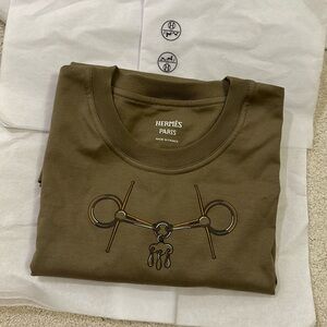 BRAND NEW HERMES Mors straight t-shirt gris etoupe Sz 36